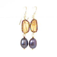 Load image into Gallery viewer, Natural Stone and Pearl Drop Earrings (3 options)