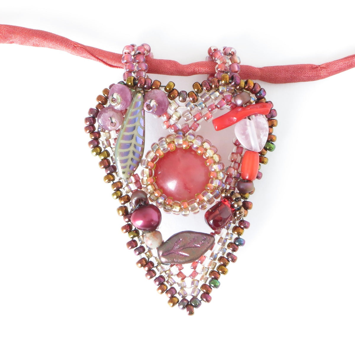 Mermaid Heart Pendants on Silk Cord