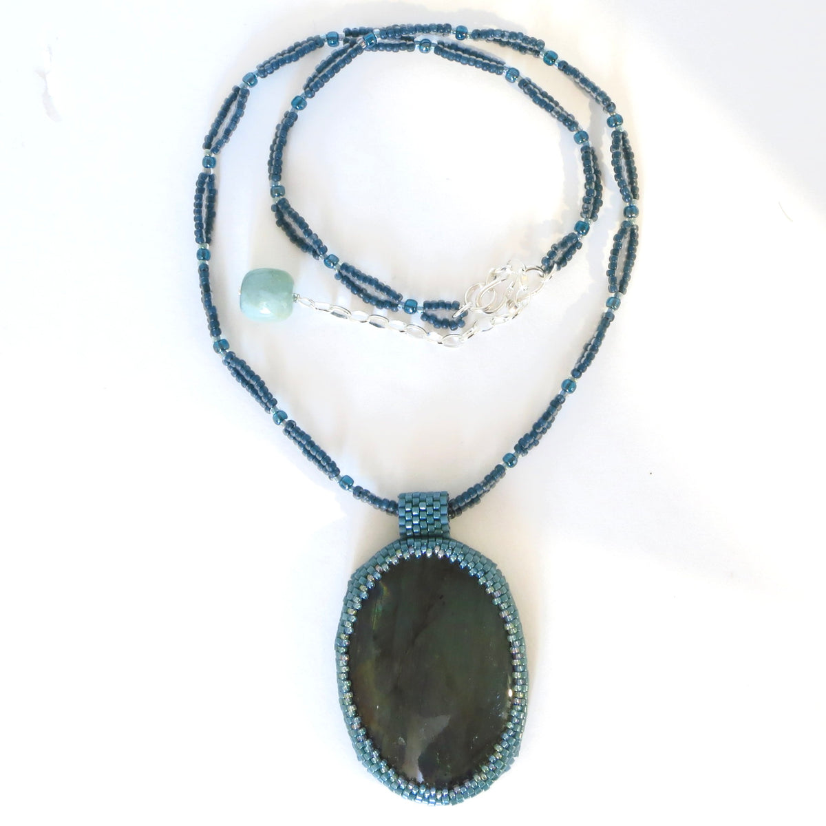 Large Oval Labradorite Bezel Necklace