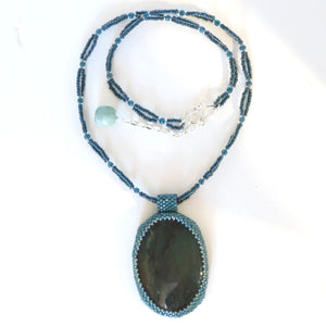 Large Oval Labradorite Bezel Necklace