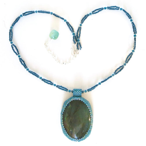 Large Oval Labradorite Bezel Necklace