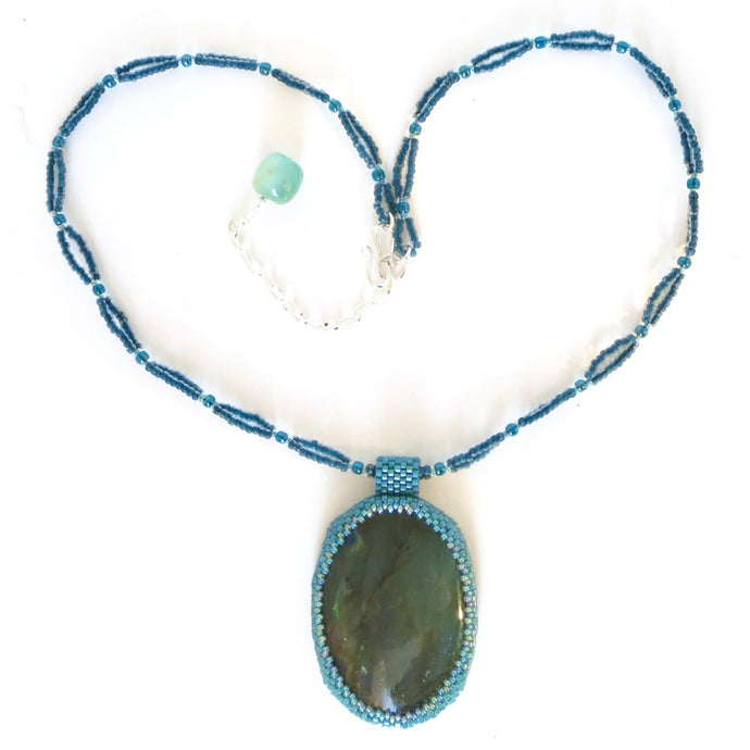 Large Oval Labradorite Bezel Necklace