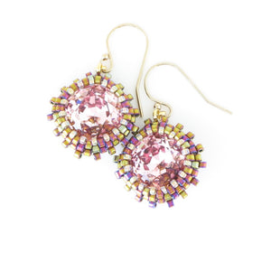 Soft Square Crystal Bezeled Earrings