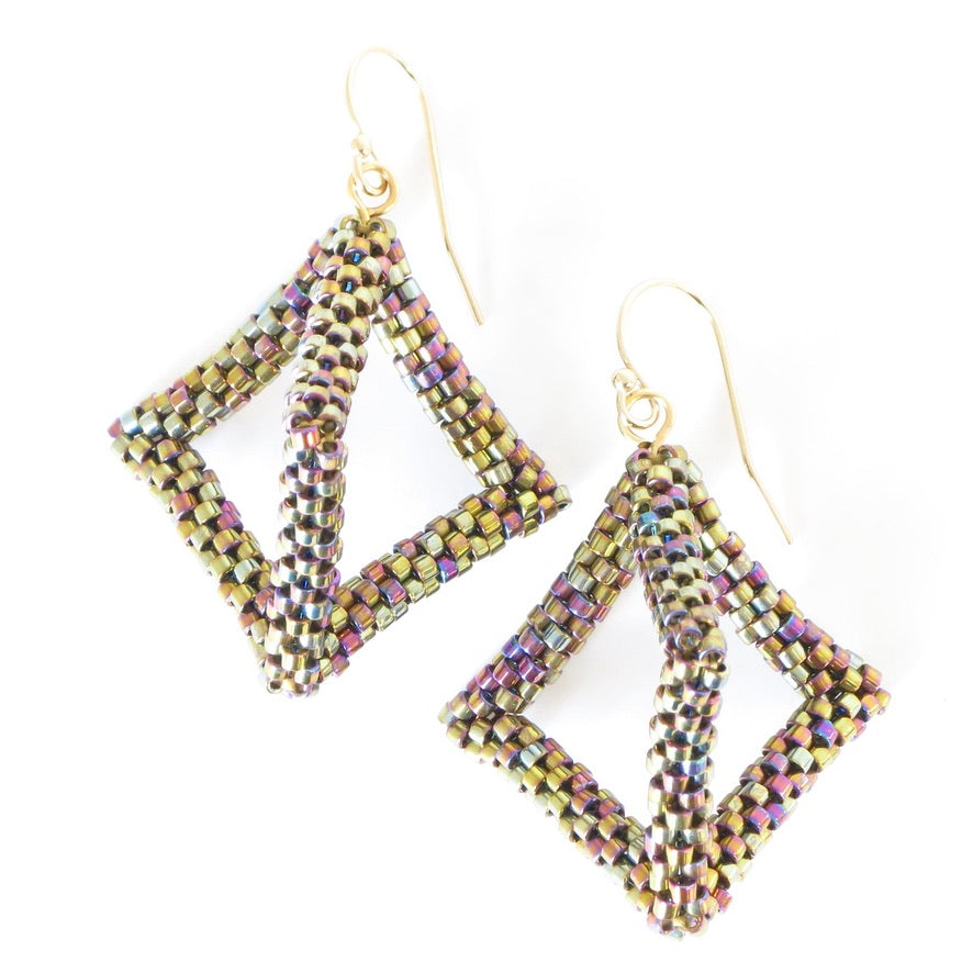 Square Open Hexahedron Earrings, large