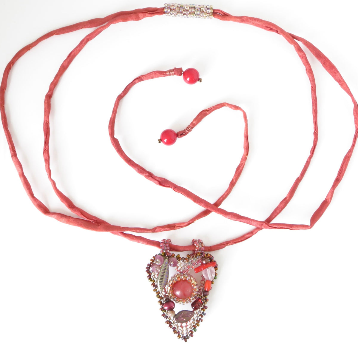 Mermaid Heart Pendants on Silk Cord