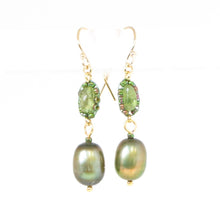 Load image into Gallery viewer, Natural Stone and Pearl Drop Earrings (3 options)