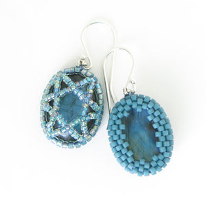 Lacy Labradorite Cabochon Earrings