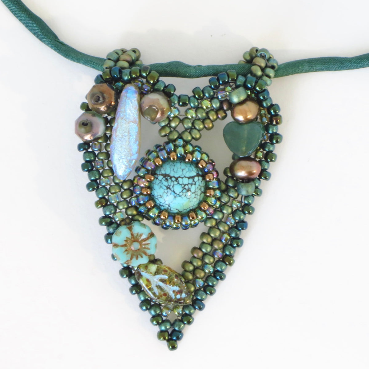 Mermaid Heart Pendants on Silk Cord