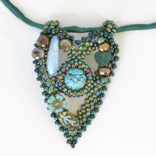 Load image into Gallery viewer, Mermaid Heart Pendants on Silk Cord
