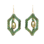 Open Hexagonal Earrings with Pearl Drop