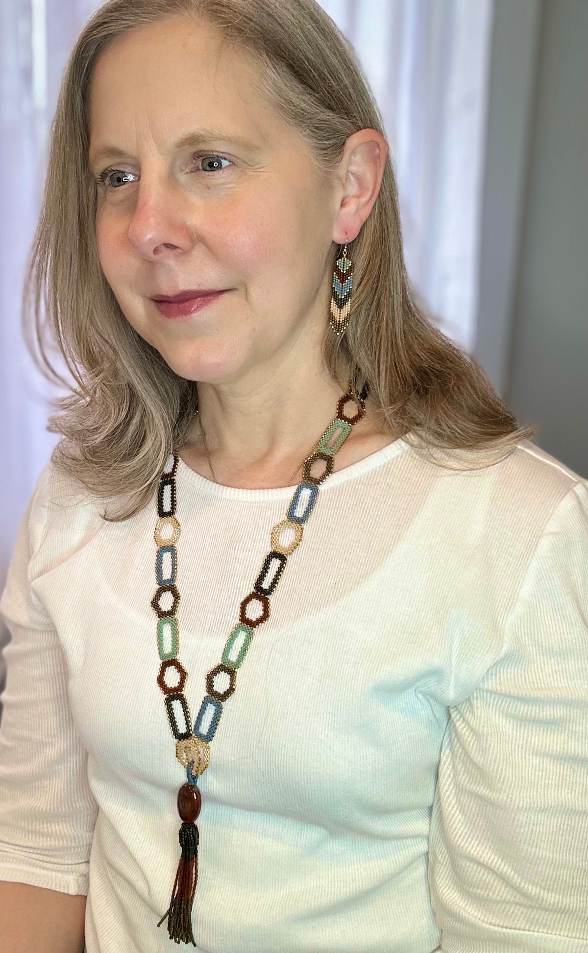 Beaded Links Tassel Necklace