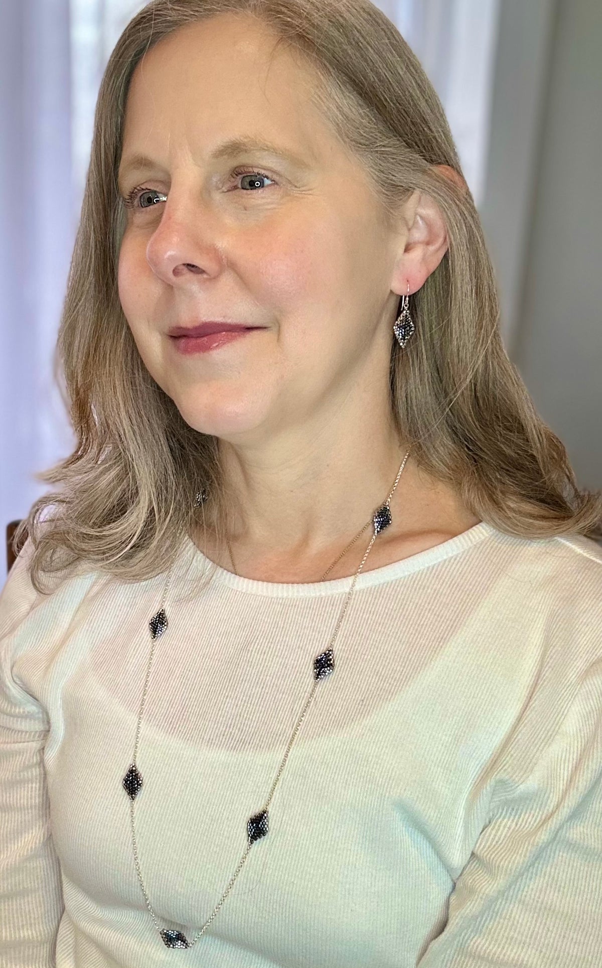 Summer Diamond Chain Station Necklace and Earrings