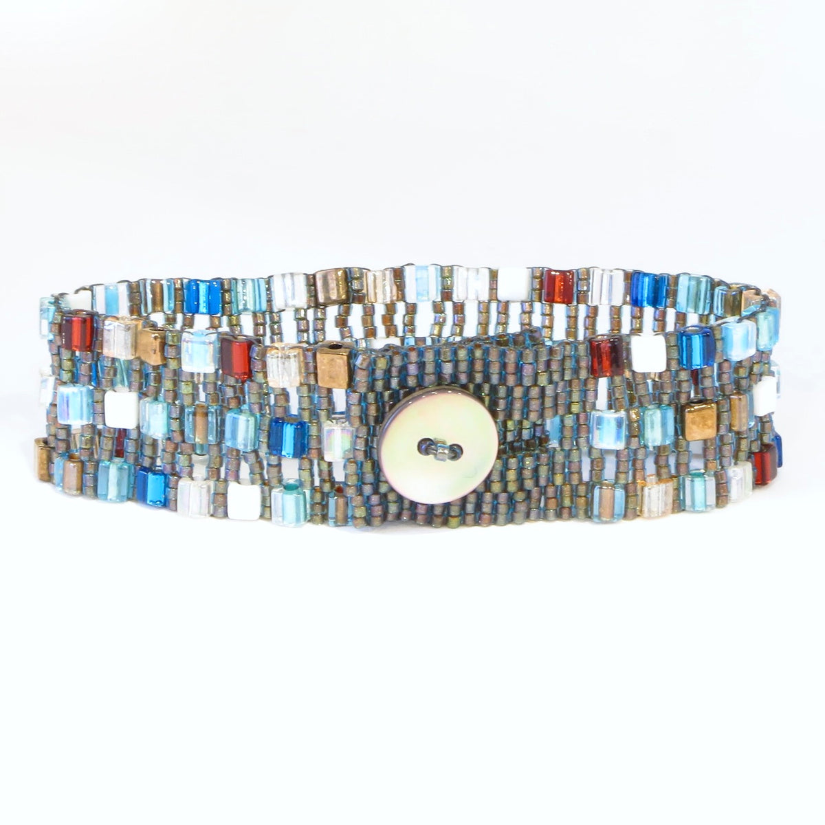 Watercolor Cubes Button Bracelet