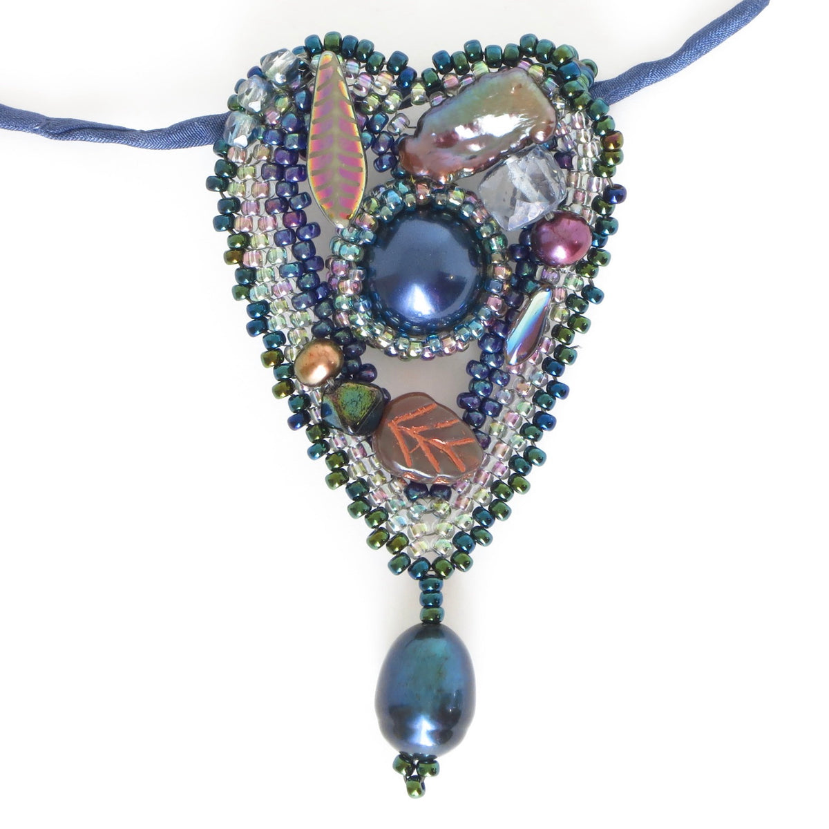 Mermaid Heart Pendants on Silk Cord