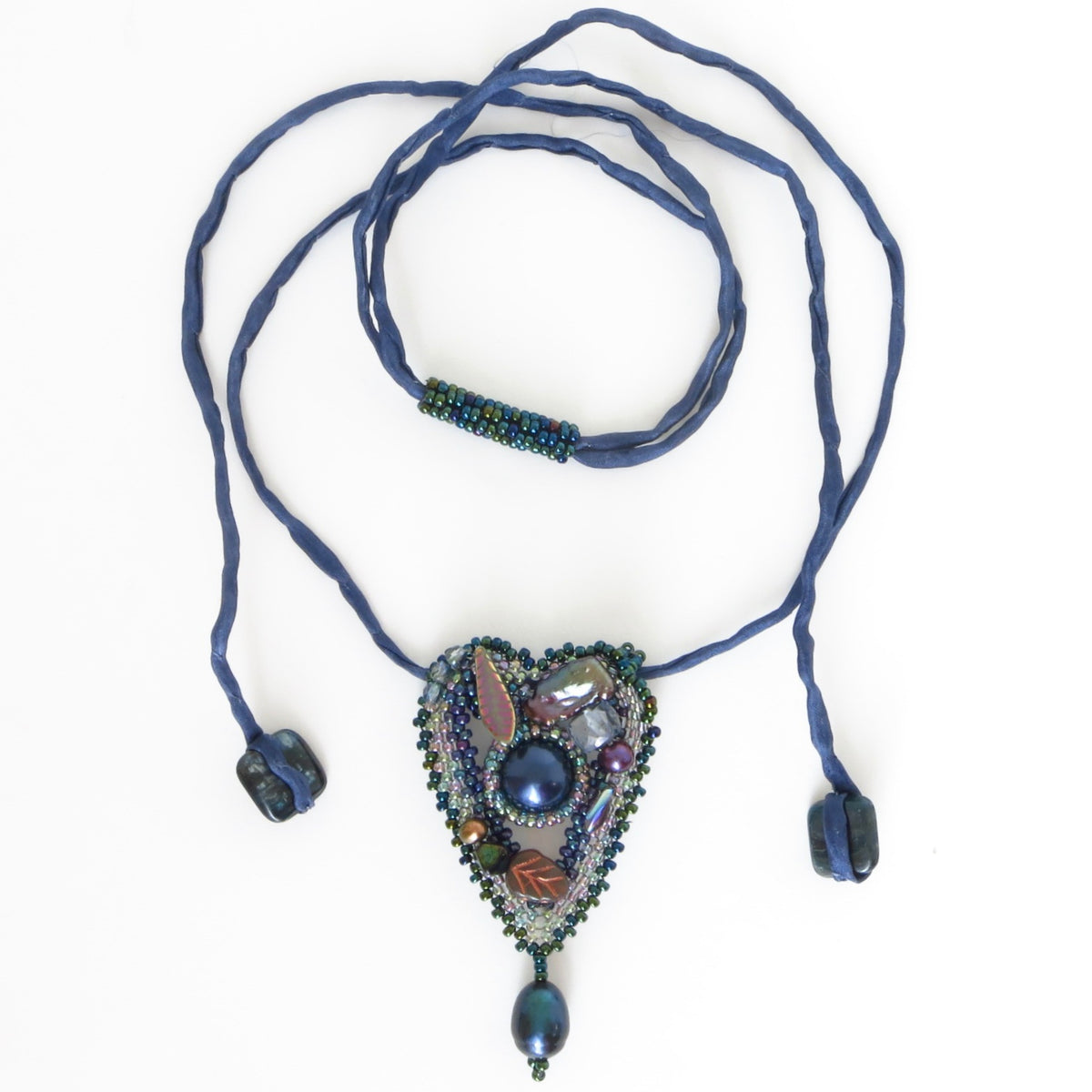 Mermaid Heart Pendants on Silk Cord