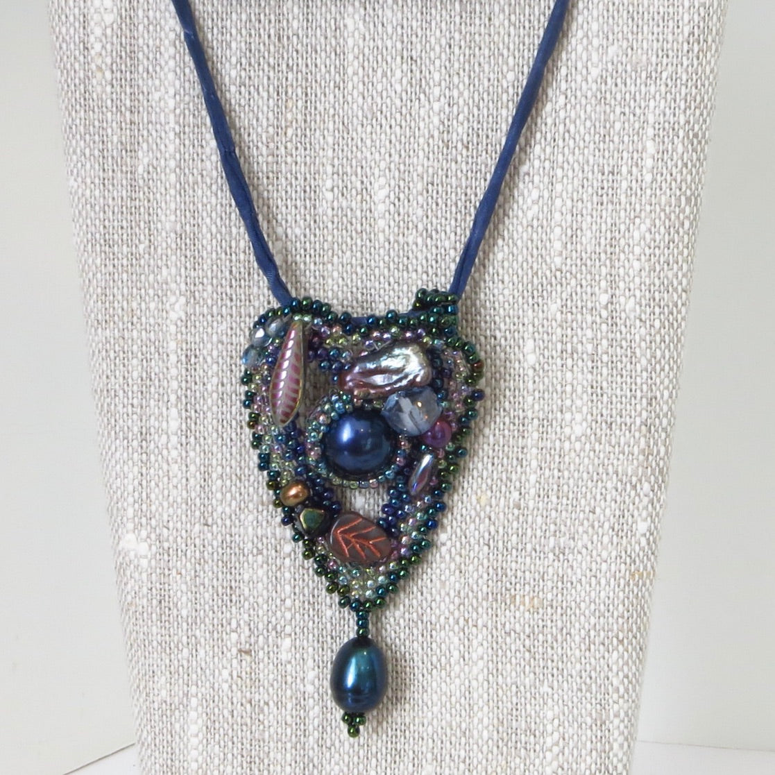 Mermaid Heart Pendants on Silk Cord