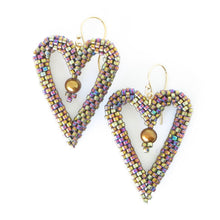 Load image into Gallery viewer, Woven Heart Earrings with Pearls