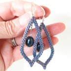 Elongated Teardrop Earrings with pearl drop