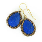 Teardrop Lapis Lazuli Beaded Earrings