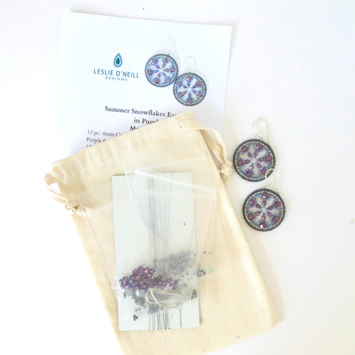 Summer Snowflakes Earrings BUNDLE, pattern & kit