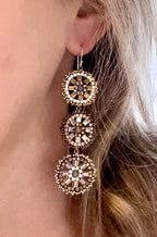 Triple Drop Mixed Metals Earrings