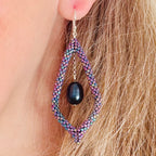 Elongated Teardrop Earrings with pearl drop