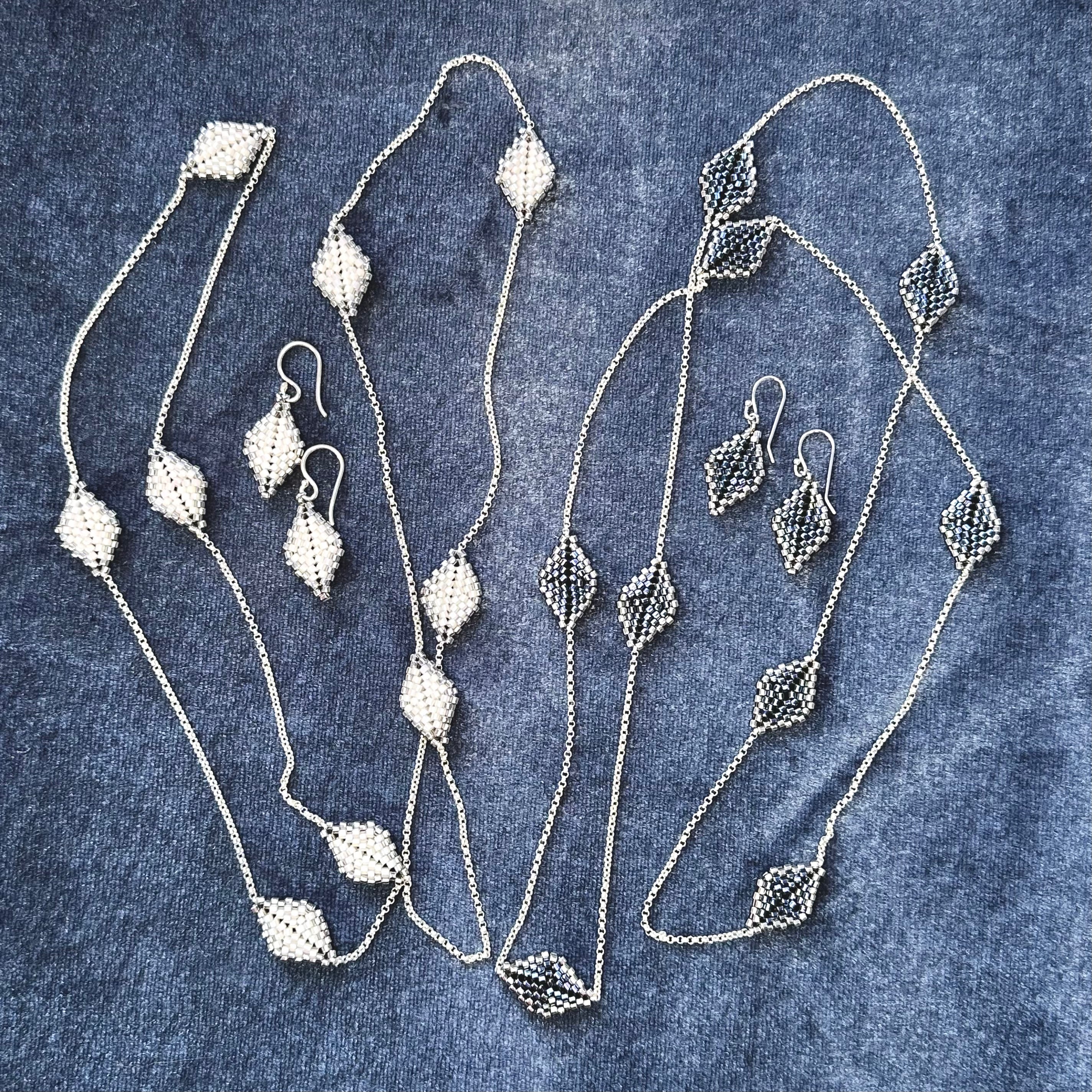 Summer Diamond Chain Station Necklace and Earrings
