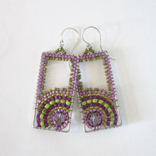 Load image into Gallery viewer, Long Rectangle Swarovski Sunrise Earrings