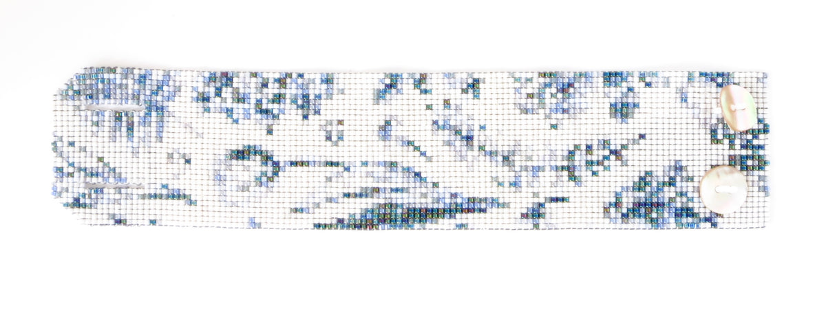Wide Blue Toile de Jouy Cuff