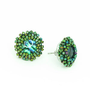 Paua Shell Round Post Earrings