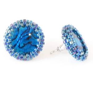 Colorful Shell Round Post Earrings