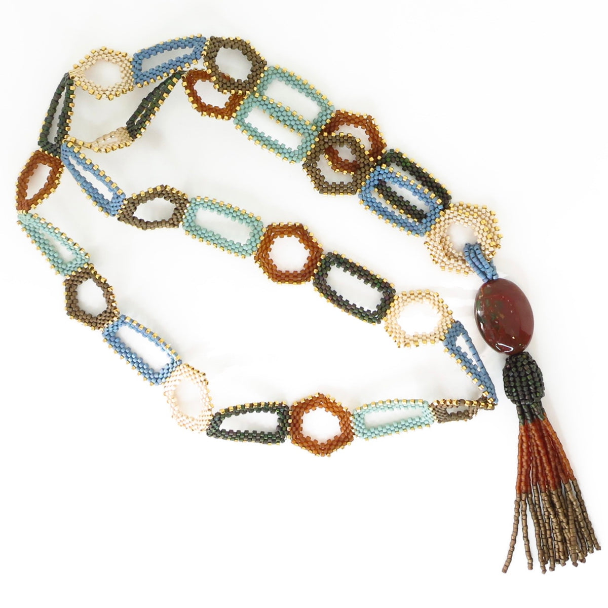 Beaded Links Tassel Necklace