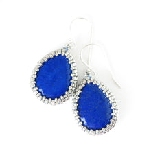 Load image into Gallery viewer, Teardrop Lapis Lazuli Beaded Earrings