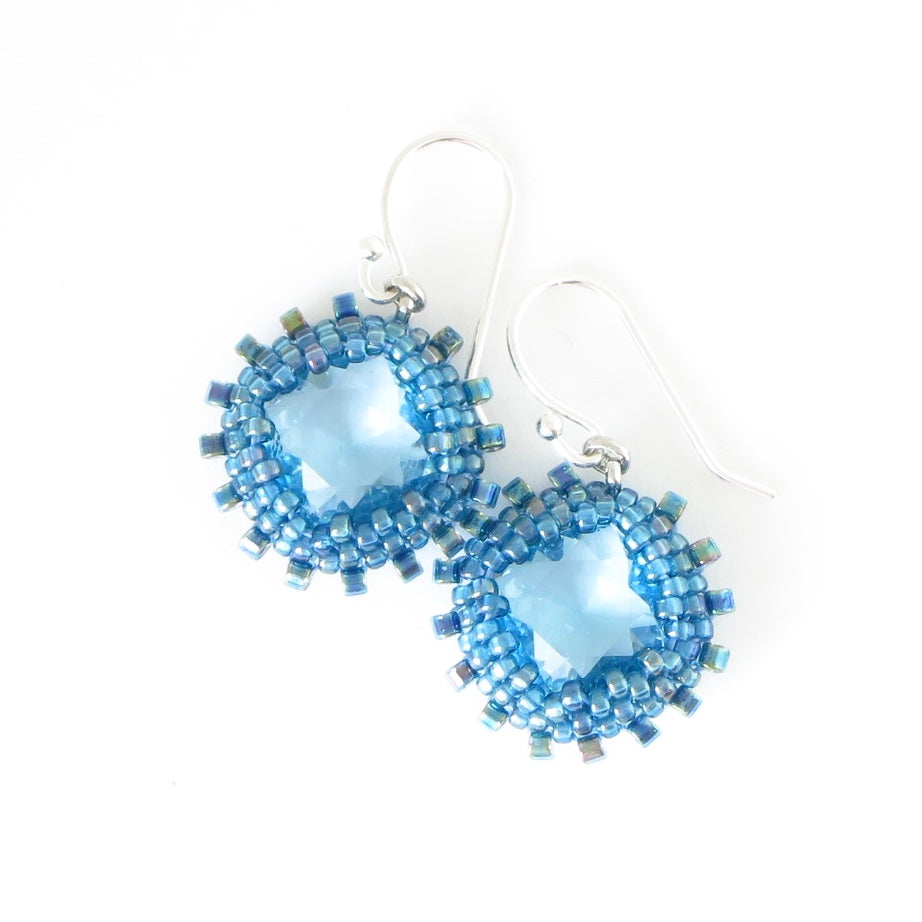 Clear Soft Square Bezeled Earrings