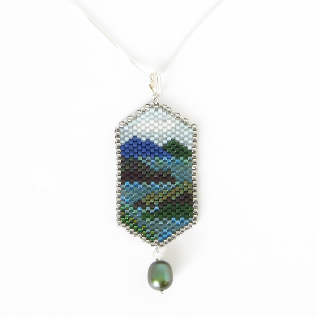 Beaded Scene Necklace & Earrings
