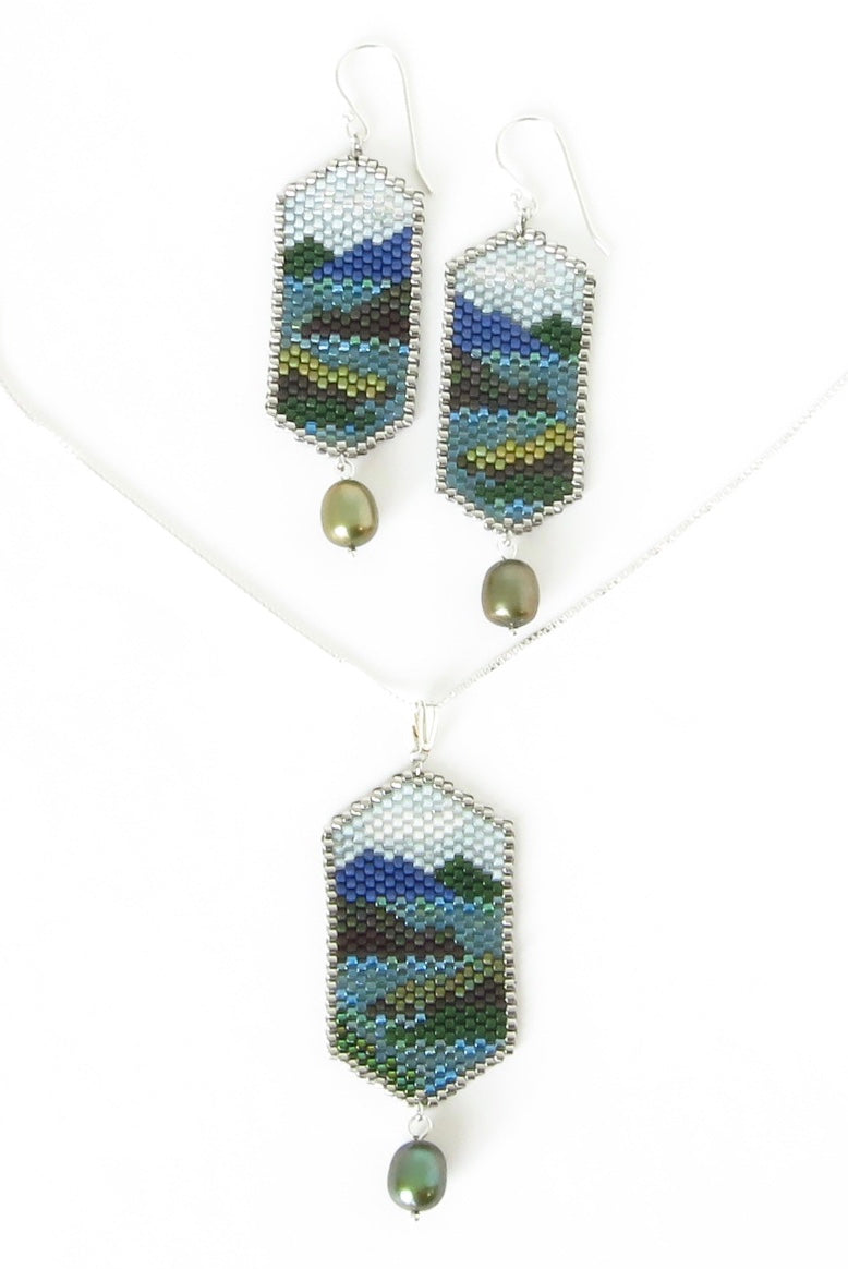 Beaded Scene Necklace & Earrings
