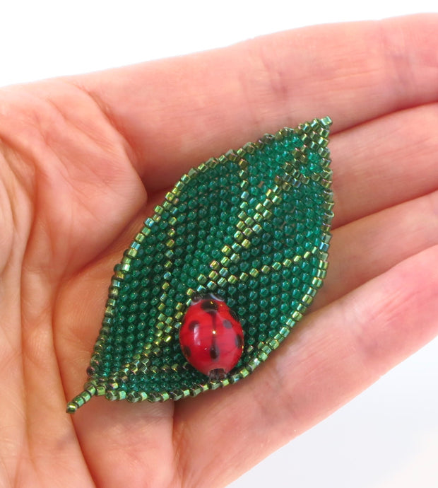 Ladybug on Leaf Pin