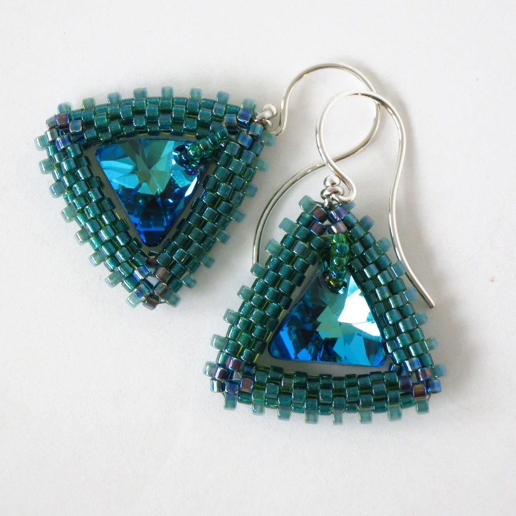 Triangle Swarovski Drop Earrings