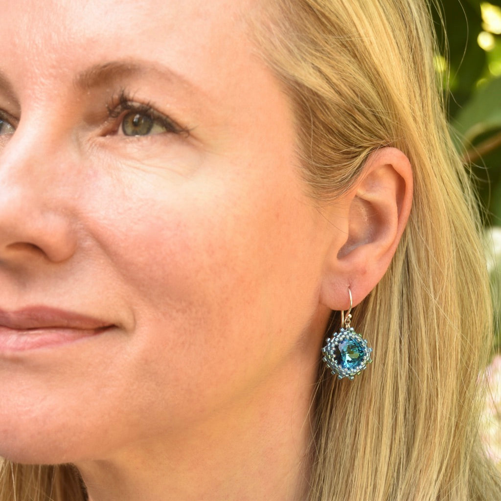 Soft Square Crystal Bezeled Earrings