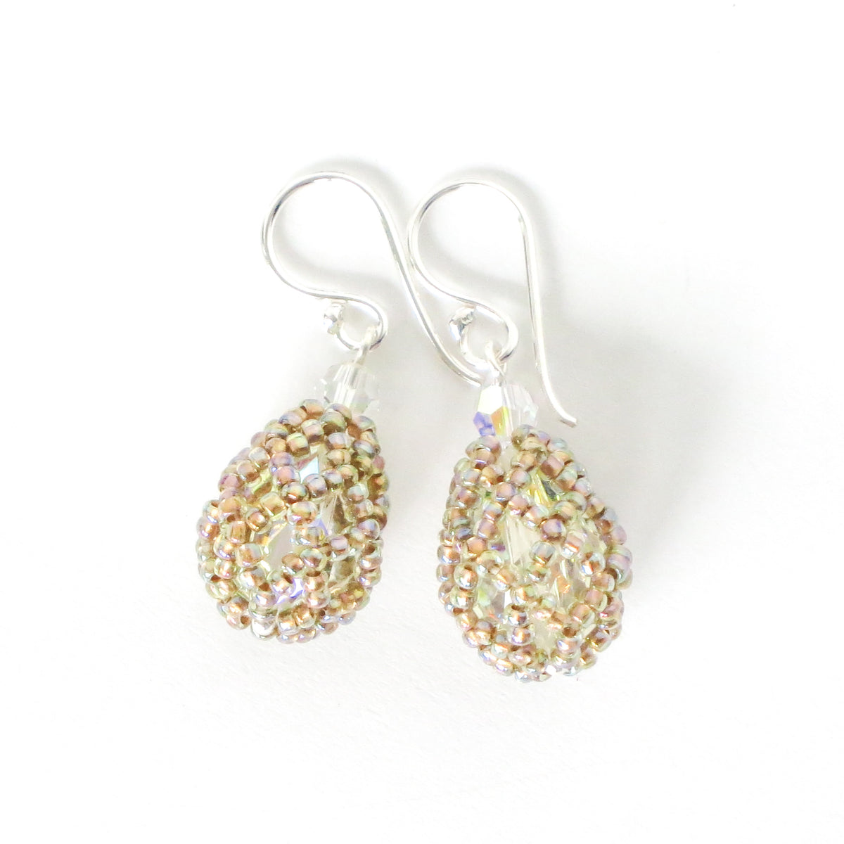 Crystal AB/Rainbow Netted Teardrop Earrings