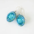 Swarovski Oval Fancy Stone Bead Bezeled Earrings 