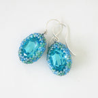 Swarovski Oval Fancy Stone Bead Bezeled Earrings 