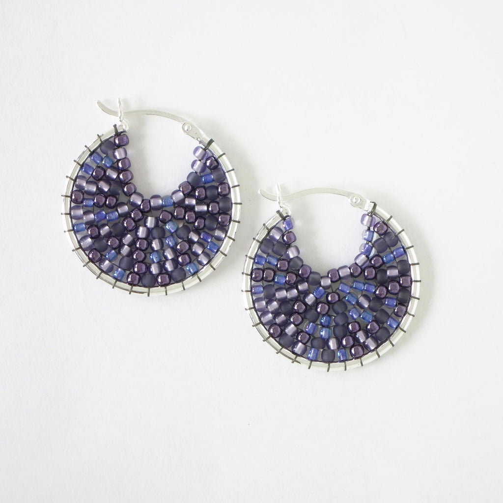 Small Beaded Sterling Silver Hoop