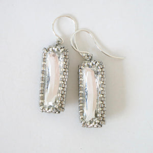 Long Rectangle Swarovski Crystal Rhinestone Earrings