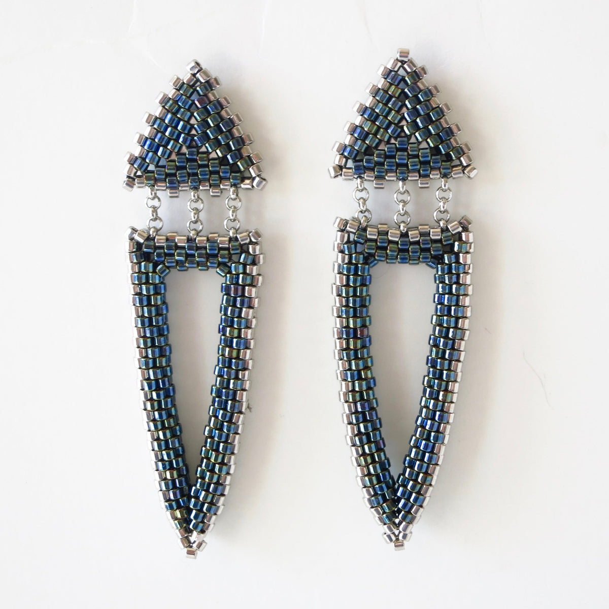 Double Drop Triangle Post Earrings