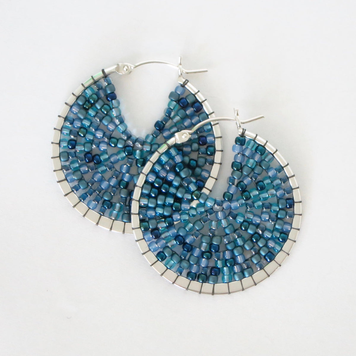 Large Beaded Sterling Silver Hoops