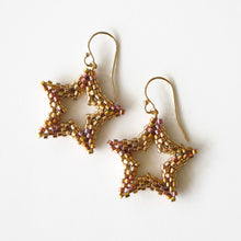 Load image into Gallery viewer, Beaded Open Star Earrings