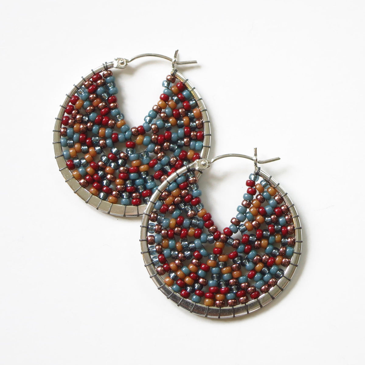 Large Beaded Sterling Silver Hoops