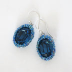 Oval Fancy Stone Bead Bezeled Earrings