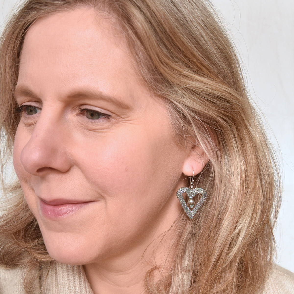 Woven Heart Earrings with Pearls